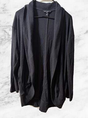 Athleta Black Ribbed Open Cardigan